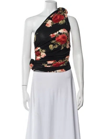 Pre-owned Magda Butrym Floral Print One-shoulder Top W/ Tags In Multi