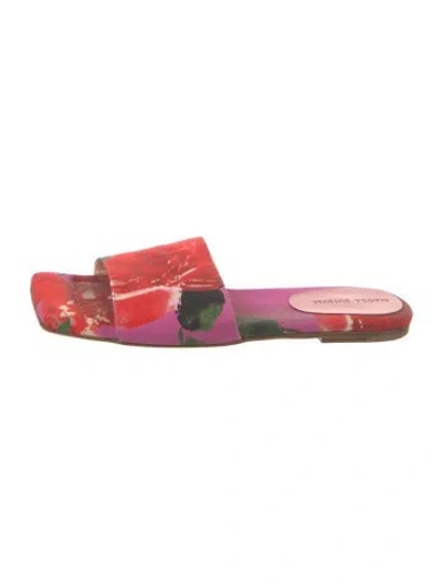 Pre-owned Magda Butrym Floral Print Slides In Red