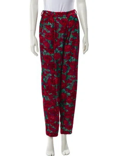 Pre-owned Magda Butrym Floral Print Straight Leg Pants In Red