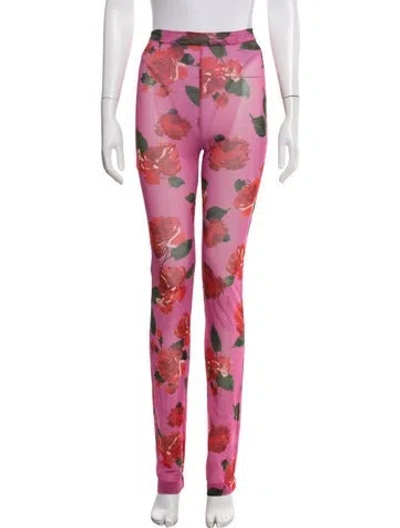 Pre-owned Magda Butrym Floral Print Sweatpants In Pink