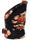 Magda Butrym Draped Printed Jersey One Shoulder Top In Black
