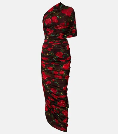 Magda Butrym Floral Ruched Midi Dress In Multi