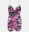 Magda Butrym Floral Ruched Minidress In Navy