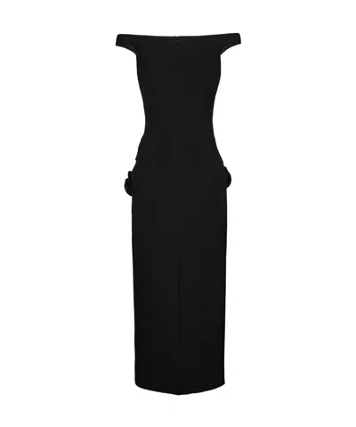 Magda Butrym Floral Side Cut Out Midi Dress In Black