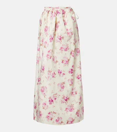 Magda Butrym Floral Silk Midi Dress In Neutral