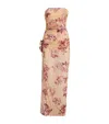 Magda Butrym Beige Floral Print Strapless Midi Dress In Beige