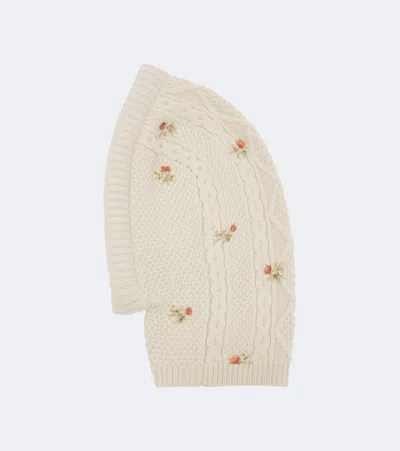 Magda Butrym Floral Wool And Cashmere Balaclava In Neutral