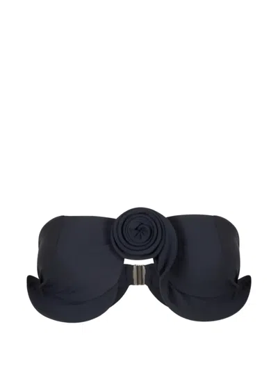 Magda Butrym Floral-applique Bandeau Bikini Top In Blue