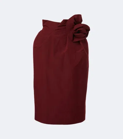 Magda Butrym Floral-applique Cotton And Silk Midi Skirt In Brown
