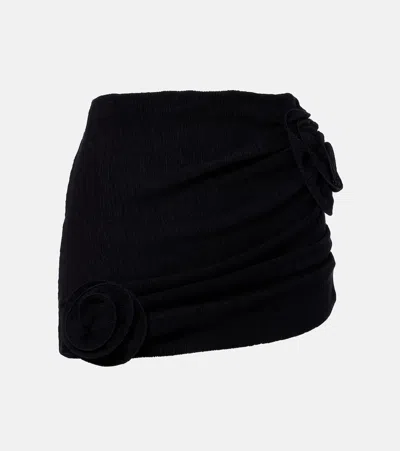 Magda Butrym Floral-appliqué Crêpe Miniskirt In Black