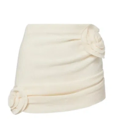 Magda Butrym Floral-appliqué Crêpe Miniskirt In White