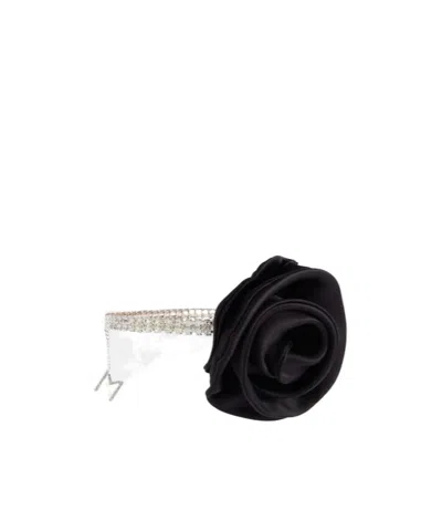 Magda Butrym Floral-appliqué Crystal-embellished Choker In Black