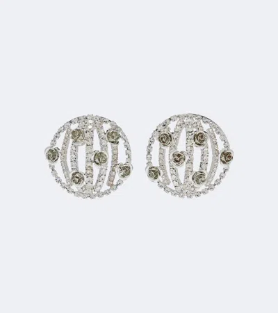 Magda Butrym Floral-applique Embellished Earrings In Silver