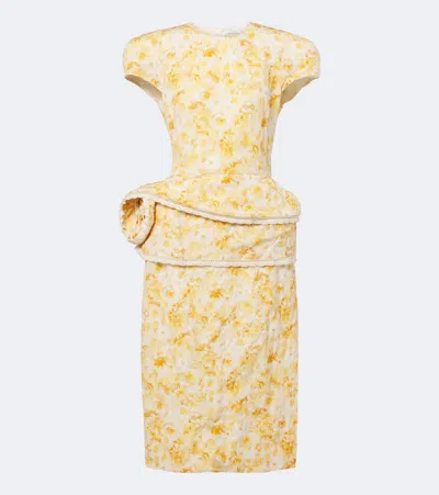 Magda Butrym Floral-applique Floral Cotton-blend Midi Dress In Gelb