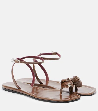Magda Butrym Floral-appliqué Leather Sandals In Brown
