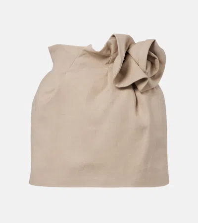 Magda Butrym Floral-appliqué Linen Miniskirt In Neutral