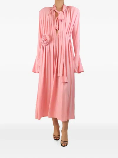 Pre-owned Magda Butrym Floral-appliqué Midi Dress In Pink