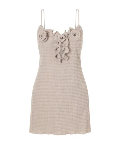 Magda Butrym Floral-appliquéd Crepe Mini Dress In Neutral