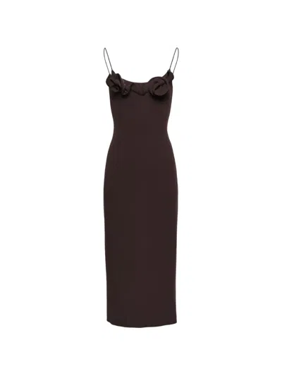 Magda Butrym Floral-applique Spaghetti-strap Maxi Dress In Brown