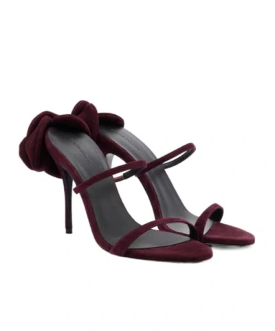 Magda Butrym Floral-appliqué Suede Mules In Burgundy