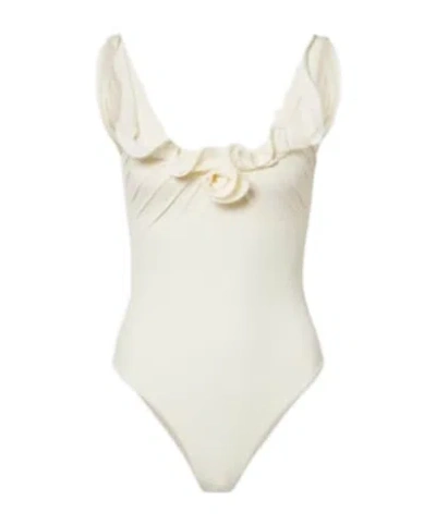 Magda Butrym Floral-appliqué Swimsuit In Neutral
