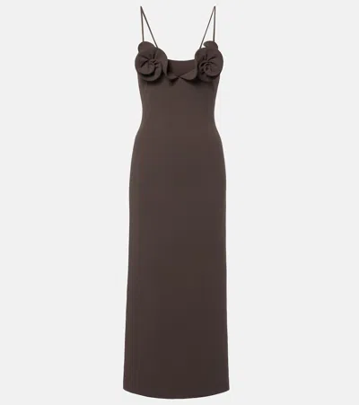 Magda Butrym Floral-applique Spaghetti-strap Maxi Dress In Brown