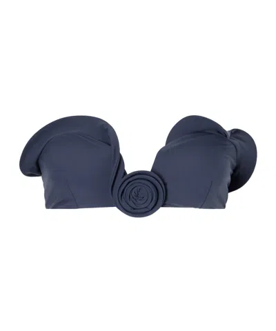 Magda Butrym Floral-appliquéd Bikini Top In Blue