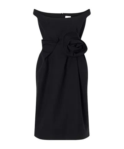Magda Butrym Floral-appliquéd Off-the-shoulder Cotton Midi Dress In Black