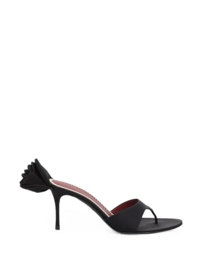 Magda Butrym Floral-detail Thong Sandals In Black