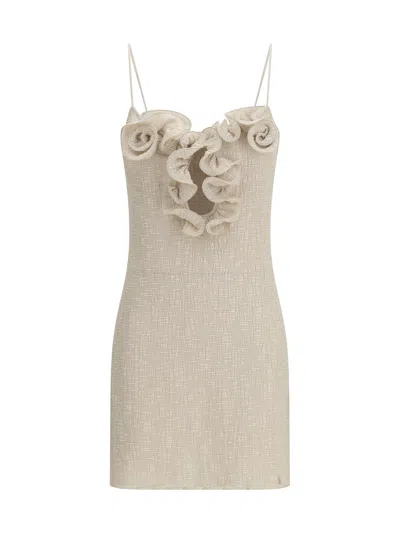Magda Butrym Floral-embellished Crêpe Beach Mini Dress In Neutral