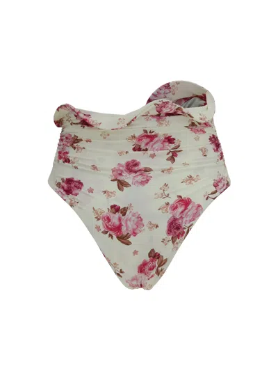 Magda Butrym Floral-print High-rise Bikini Bottom In Animal Print