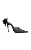 Magda Butrym Rose Crystal Mesh Mules In Black