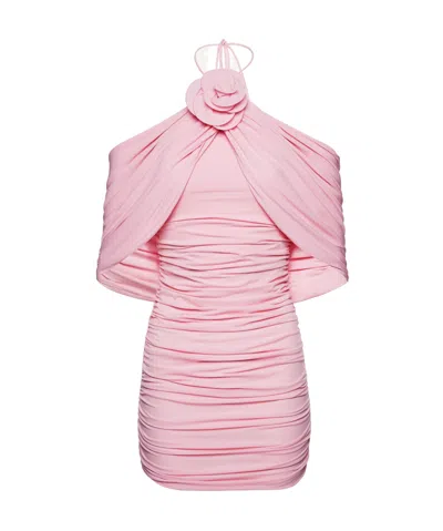 MAGDA BUTRYM MAGDA BUTRYM RUCHED FLOWER APPLIQUÉ WRAP DRESS