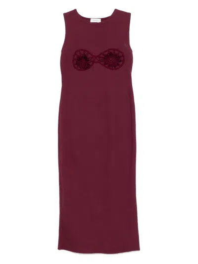 Magda Butrym Flower-appliqué Midi Dress In 紫色