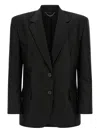 Magda Butrym Flower-appliqué Single-breasted Blazer In Black