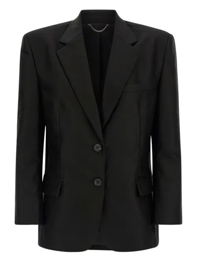 Magda Butrym Flower-appliqué Single-breasted Blazer In Black