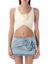 Magda Butrym Women's Ruched Flower Top In Nude
