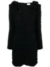 Magda Butrym Flower Decolte Long-sleeve Minidress In Black