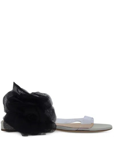Magda Butrym Flower Detailed Flat Sandals In Black