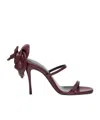 Magda Butrym Flower-embellished Leather Sandals In Burgundy