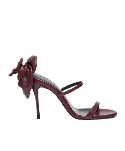 Magda Butrym Flower Heel Leather Sandals In Burgundy