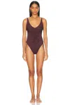 Magda Butrym Ruffled One-piece Swimsuit With In Brown