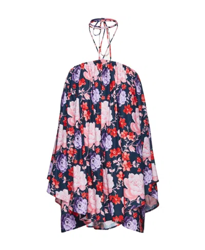 Magda Butrym Flower Printed Halter Neck Top Mini Dress In Multicolor