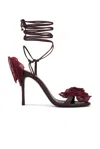 Magda Butrym Crochet Flower-embellished Lace-up Sandals In Burgundy