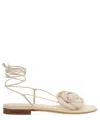 Magda Butrym Flat Sandal Crochet Flowers In Beige