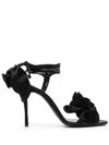 Magda Butrym Wrap Around Double Flower Sandals In Black