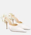 Magda Butrym Flower Satin Mules In Neutrals