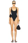 Magda Butrym Flower Scoop Neck Swimsuit In Black