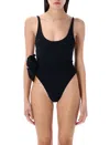 Magda Butrym One-piece Swimsuit With Applied Flower In Black