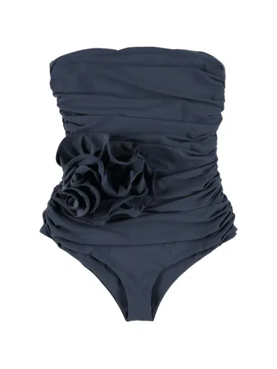 Magda Butrym Flower Waist Onepiece Swimwear In Blue